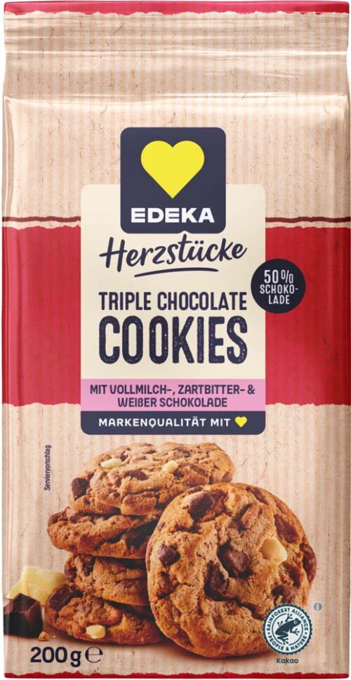 EDEKA Herzstücke Tripple Chocolate Cookies 200 g