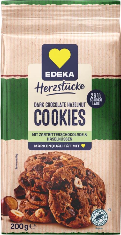 EDEKA Herzstücke Dark Chocolate & Hazelnut Cookies 200 g