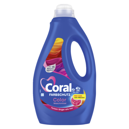 8720181909658_CORAL_Coral Flussigwaschmittel Color_Scr-PNG_Retail_Frontansicht_160103 Coral Flüssigwaschmittel Color 26WL 1,3l