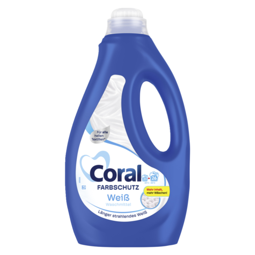 8720181909696_CORAL_Coral Flussigwaschmittel Weiss_Scr-PNG_Retail_Frontansicht_160119 Coral Flüssigwaschmittel Weiss 26WL 1,3 L
