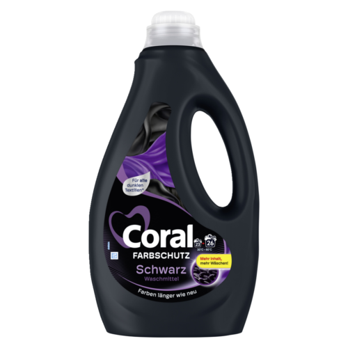 8720181909702_CORAL_Coral Flussigwaschmittel Schwa_Scr-PNG_Retail_Frontansicht_160122 Coral Flüssigwaschmittel Schwarz 26WL 1,3l