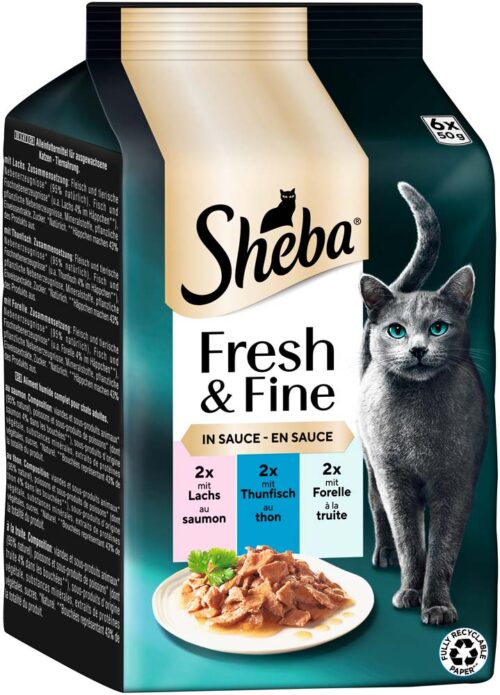 04770608266097_C1L1_s01_v01_5 Sheba Fresh & Fine Lachs, Thunfisch & Forelle 6x50g