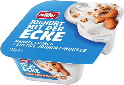 müller Joghurt mit der Ecke Mandel-Crunch Mousse 113g müller Joghurt mit der Ecke Mandel-Crunch Mousse 113g