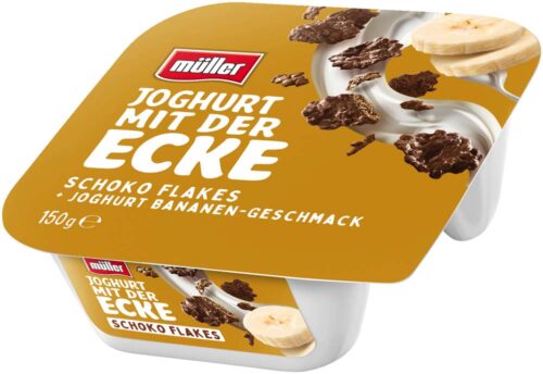 müller Joghurt mit der Ecke Schoko-Flakes Banane 150g müller Joghurt mit der Ecke Schoko-Flakes Banane 150g