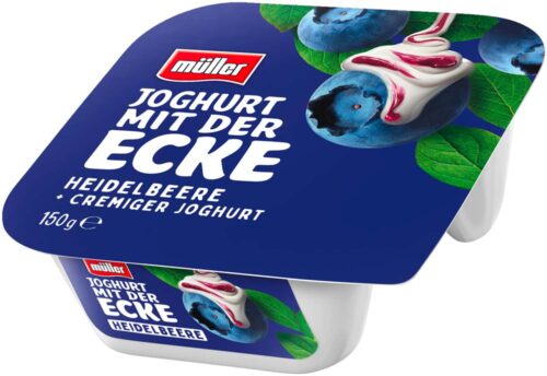 müller Joghurt mit der Ecke Heidelbeere 150g müller Joghurt mit der Ecke Heidelbeere 150g
