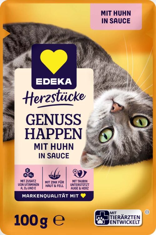 4311501375518_PER EDEKA Herzstücke Genuss Happen mit Huhn in Sauce 100g