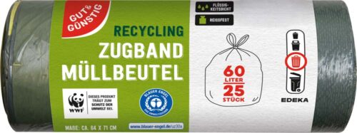4311501513149_PER GUT&GÜNSTIG Recycling-Müllbeutel mit Zugband 60 l 25 St