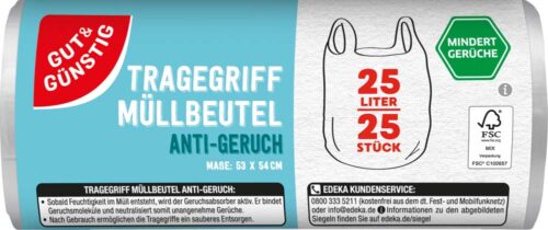 GUT&GÜNSTIG Tragegriff-Müllbeutel Anti-Geruch 25 Liter 25 St