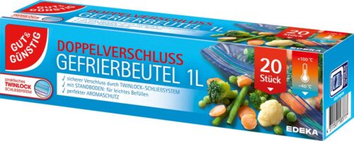 4311501583777_PER GUT&GÜNSTIG Doppelverschluss Gefrierbeutel 1 Liter 20 St