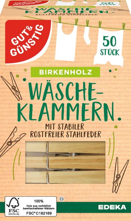 GUT&GÜNSTIG Wäscheklammern aus Holz