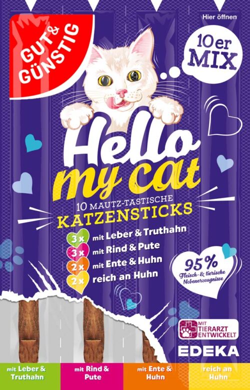 4311501607091_PER Gut & Günstig 10 Katzensticks 4 Sorten 10er Mix 50g