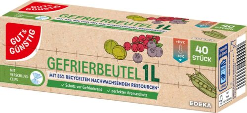 4311501801550_PER GUT&GÜNSTIG Gefrierbeutel (recycelte Ressourcen) 1 Liter 40 St