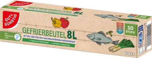 4311501801604_PER GUT&GÜNSTIG Gefrierbeutel (recycelte Ressourcen) 8 Liter 10 St