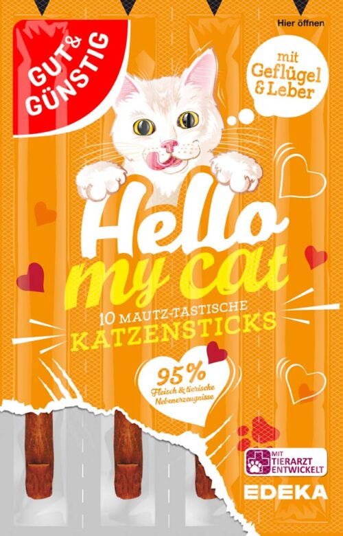 4311536950223_PER Gut & Günstig 10 Katzensticks mit Geflügel & Leber 50g