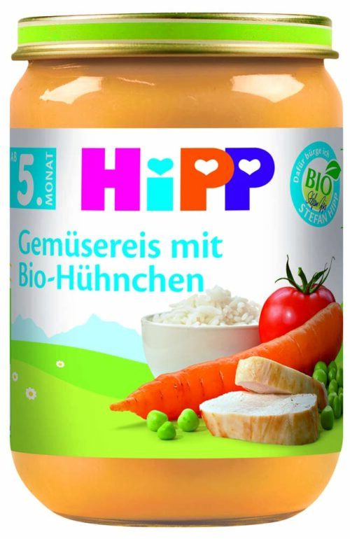 6250ET-I_V6_4062300025318 HiPP Bio Gemüsereis mit Bio-Hühnchen ab dem 5. Monat 190g