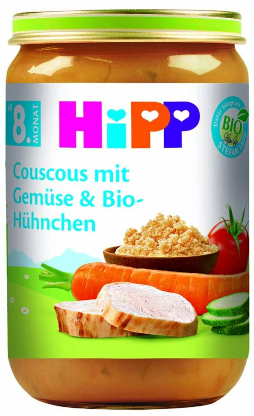 6495ET-C_V9_4062300266148 HiPP Bio Couscous mit Gemüse und Bio-Hühnchen ab dem 8. Monat 220g