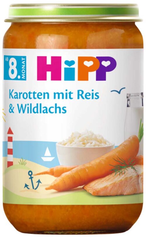 6535ET-E_V3_1-25b HiPP Bio Karotten mit Reis und Wildlachs ab dem 8. Monat 220g