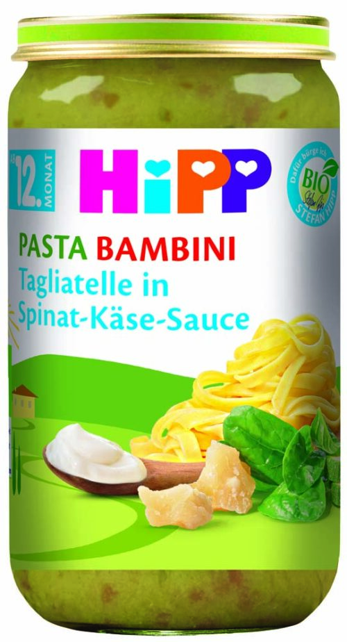 6710ET-L_V9_4062300253735 HiPP Bio Pasta Bambini Tagliatelle in Spinat-Käse-Sauce ab dem 12. Monat 250g
