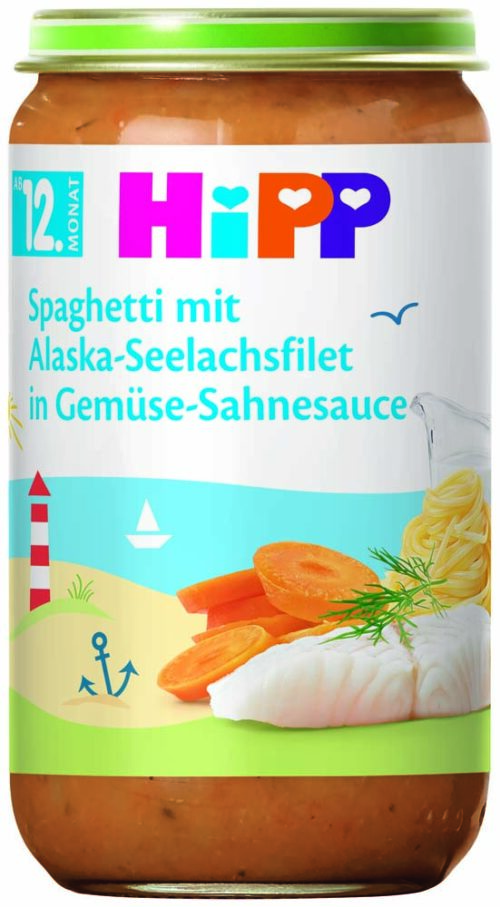 6825ET-E_V3_1-25b HiPP Bio Spaghetti mit Alaska-Seelachsfilet in Gemüse-Sahnesauce ab dem 12. Monat 250g