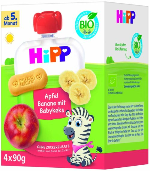 HiPP Apfel-Banane mit Babykeks 4 x 90 g