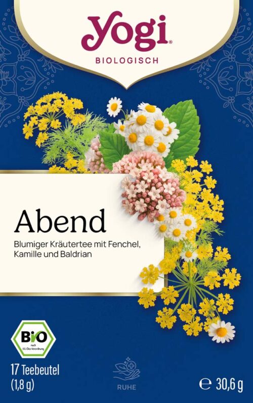 BEDT_V4_P80600_a-A10-d_FRONT YOGI TEA Abend Bio Kräutertee 17 Teebeutel 30,6 g