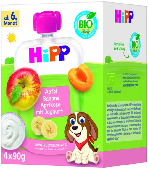 HiPP Apfel-Banane-Aprikose mit Joghurt 4 x 90 g