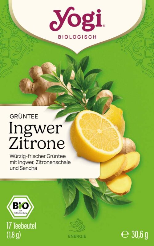 GRGL_V2_P85400_a-A10-d_FRONT YOGI TEA Grüntee Ingwer Zitrone Bio Grüntee 17 Teebeutel 30,6 g