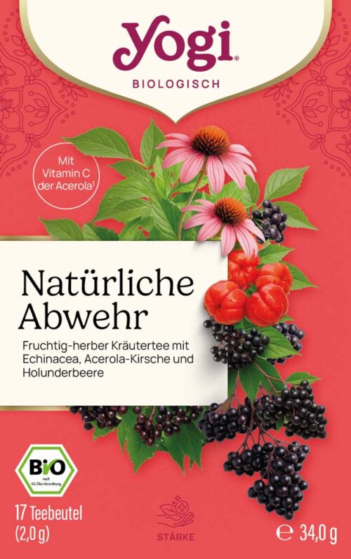 IMSU_V1_P82500_a-A10-e_FRONT YOGI TEA Natürliche Abwehr Bio Kräutertee 17 Teebeutel 34,0 g