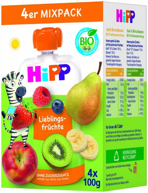 XA30036_FS-K_re HiPP Lieblingsfrüchte HiPPiS Mix-Pack 4 x 100 g