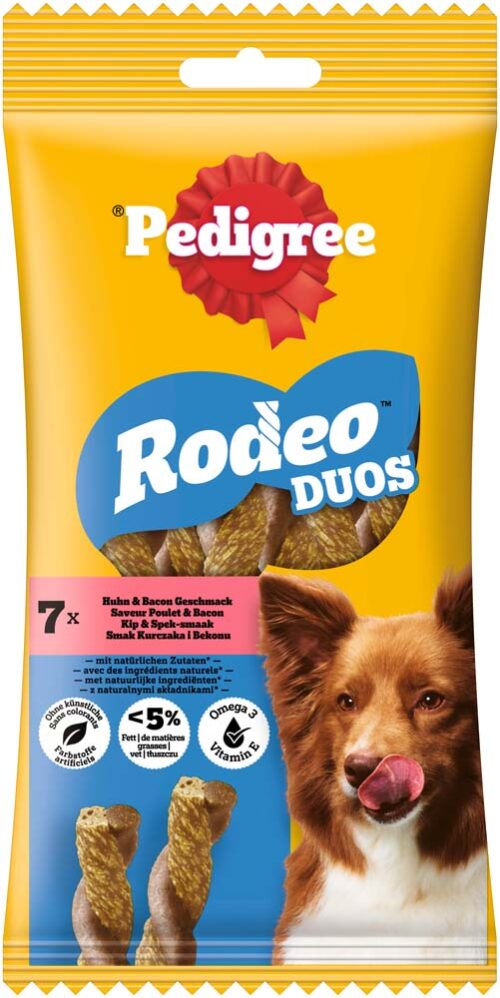 05998749140512_C1N1_s03_v01_5 Pedigree Rodeo Duos Huhn & Bacon 7 Stück 123 g