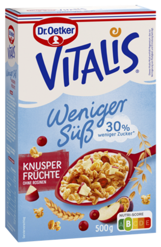Dr.Oetker Vitalis Knusper Früchte weniger süß 500g