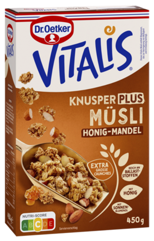 Dr.Oetker Vitalis Knusper Plus Honig Mandel 450g