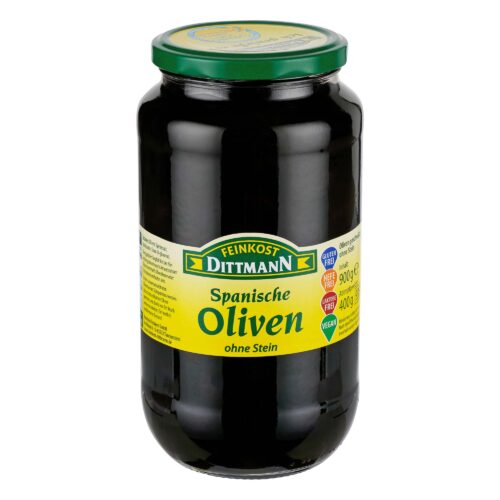 Feinkost Dittmann Spanische Oliven schwarz ohne Stein 900g