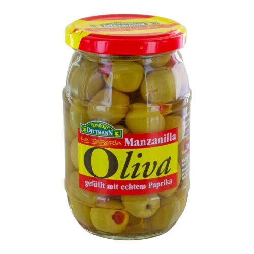Feinkost Dittmann Manzanilla Oliven grün gefüllt mit Paprika 300g