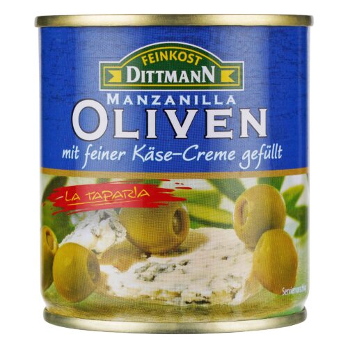Feinkost Dittmann Manzanilla-Oliven mit feiner Käse-Creme gefüllt 200g
