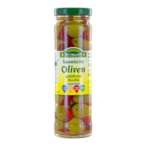 Feinkost Dittmann Spanische Oliven gefüllt mit Piri Piri 140g