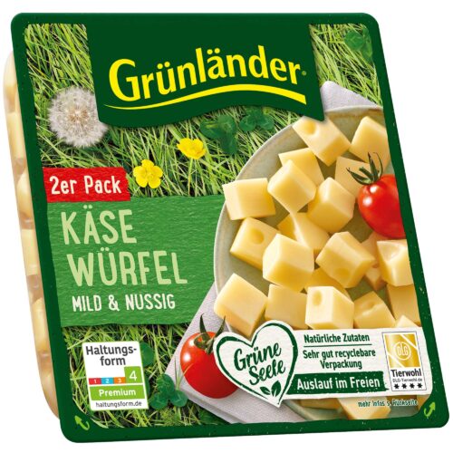 Grünländer Würfel mild & nussig 48% 2x60g