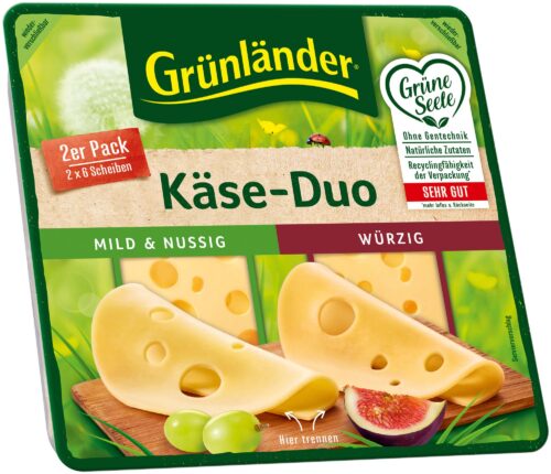 4002468189101 Grünländer Scheiben Käse-Duo 48% 120g