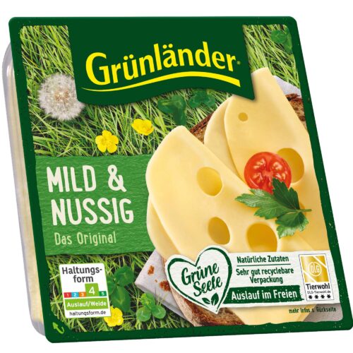4002468210454 Grünländer Scheiben Mild & Nussig 48% 140g