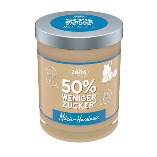Zentis 50% weniger Zucker Haselnuss Milch Creme 200g