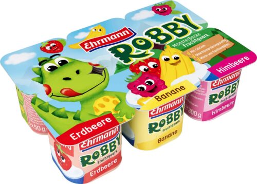 Ehrmann Monsterbacke Erdbeere, Banane, Himbeere 6x50g