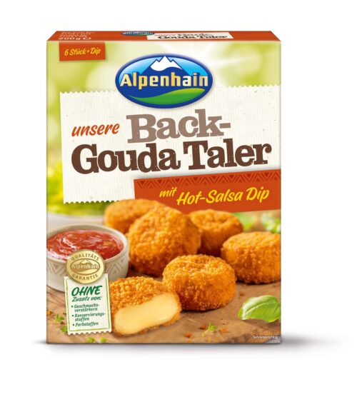 Alpenhain Back-Gouda Taler mit Hot Salsa Dip 200g