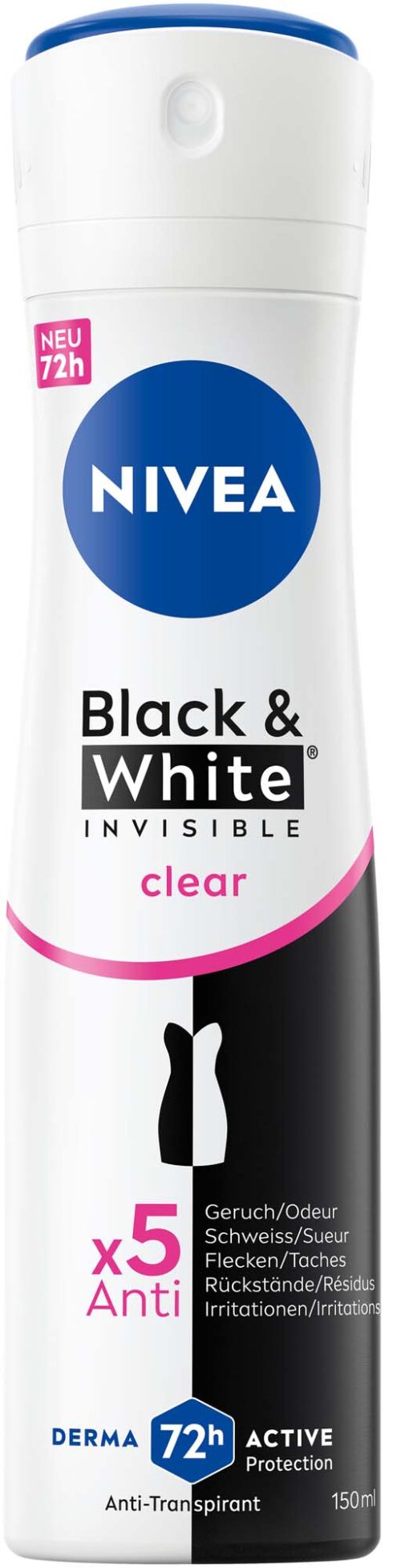 NIVEA Deospray Black & White Invisible Clear 150ml