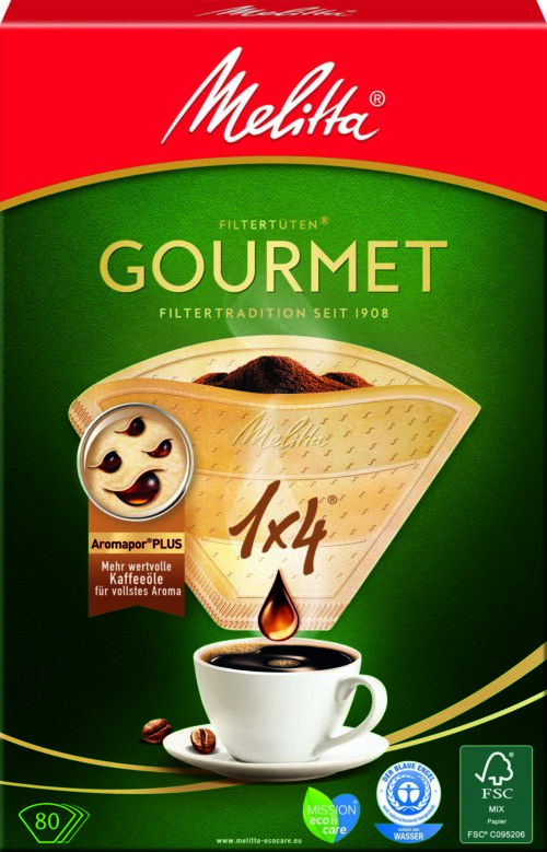 Melitta Filtertüten Gourmet 1x4 braun 80St