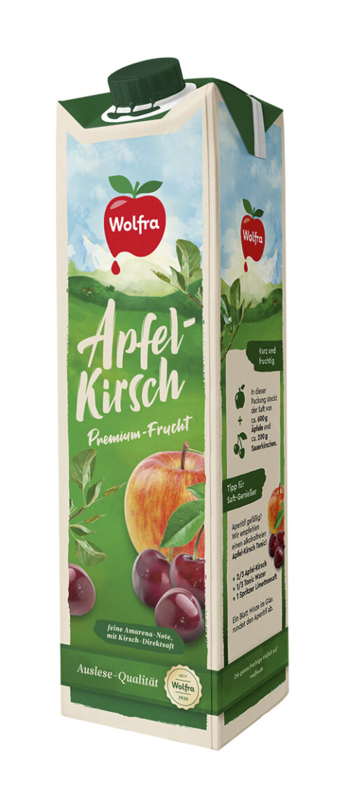 Wolfra Apfel Kirsch Saft 1l