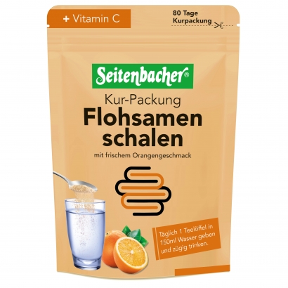 Seitenbacher Flohsamen Kurpackung mit Orangengeschmack 400g