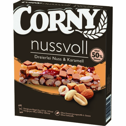 Corny nussvoll Dreierlei Nuss & Karamell 4x24g