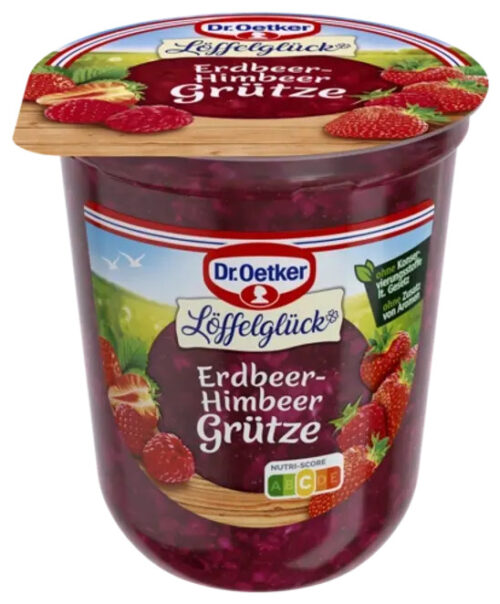 4023600017786 Dr.Oetker Löffelglück Erdbeer-Himbeer Grütze 400g