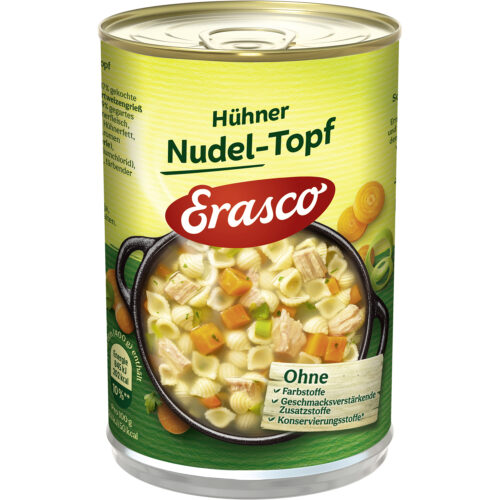 Erasco Hühner Nudel-Topf mit Hühnerbrühe 400g