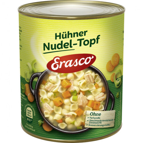 Erasco Hühner Nudel-Topf mit Hühnerbrühe 800g